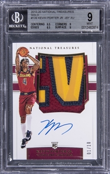 2019-20 Panini National Treasures Gold #139 Kevin Porter Jr. Signed Patch Rookie Card (#01/10) - BGS MINT 9/BGS 10